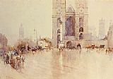 Famous Distance Paintings - Westminister Abbey with the Houses of Parliament and big Ben in the Distance